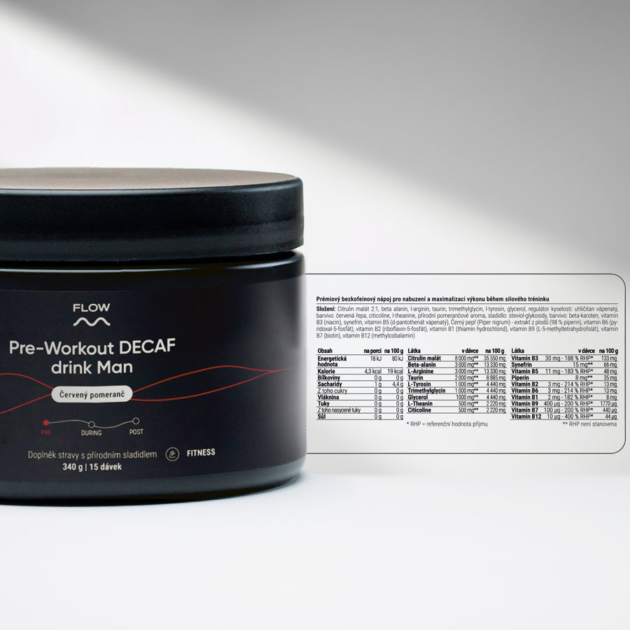 Pre-Workout DECAF drink Man - Červený pomeranč