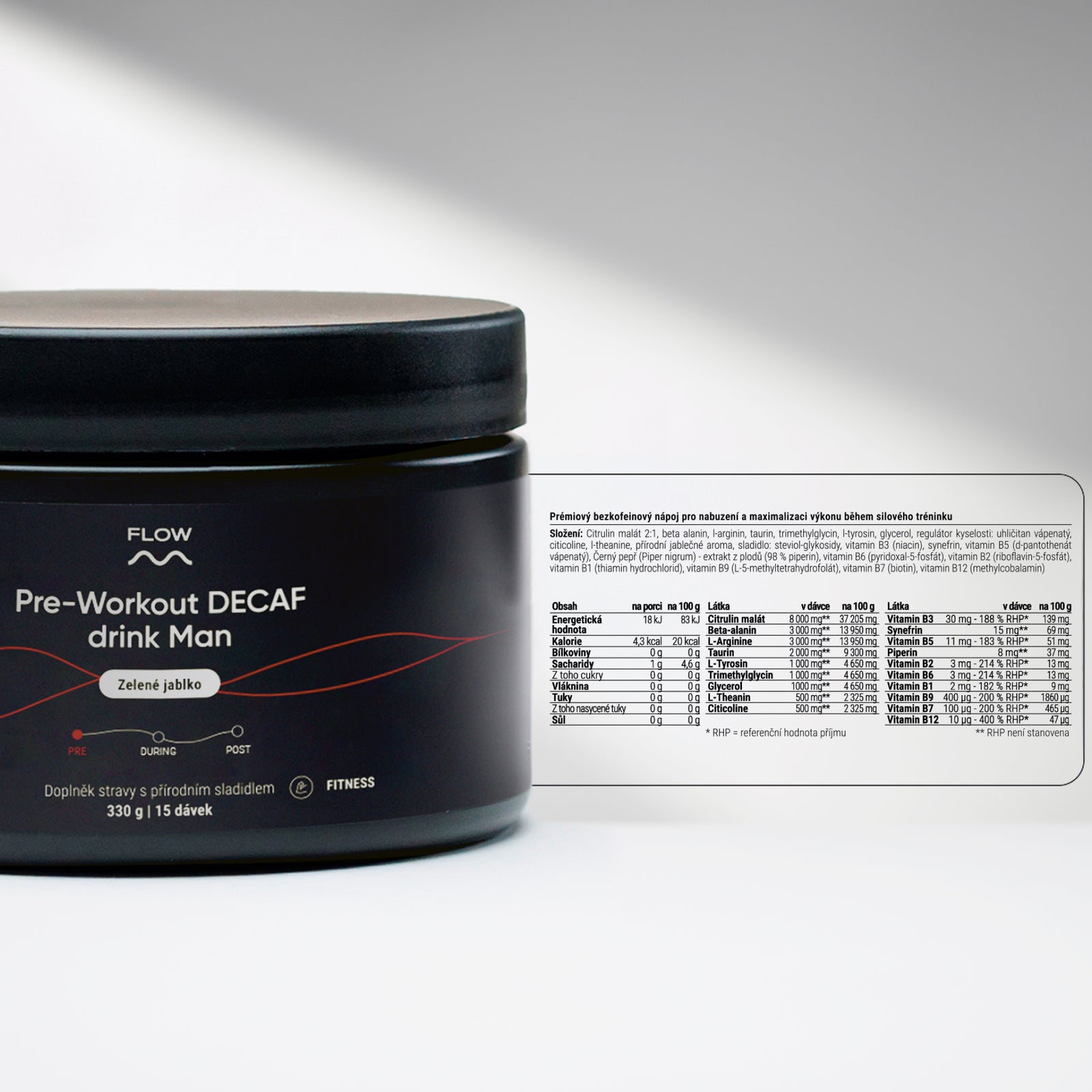 Pre-Workout DECAF drink Man - Zelené jablko