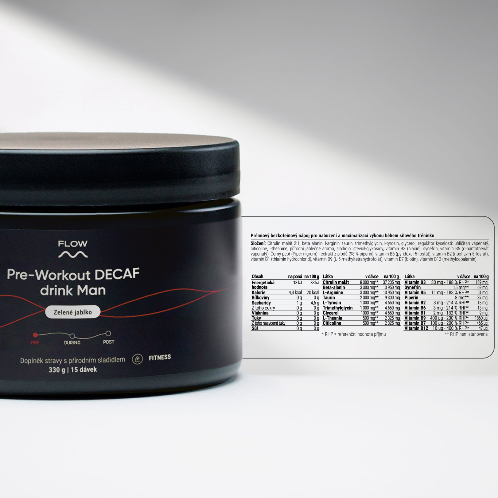Pre-Workout DECAF drink Man - Zelené jablko