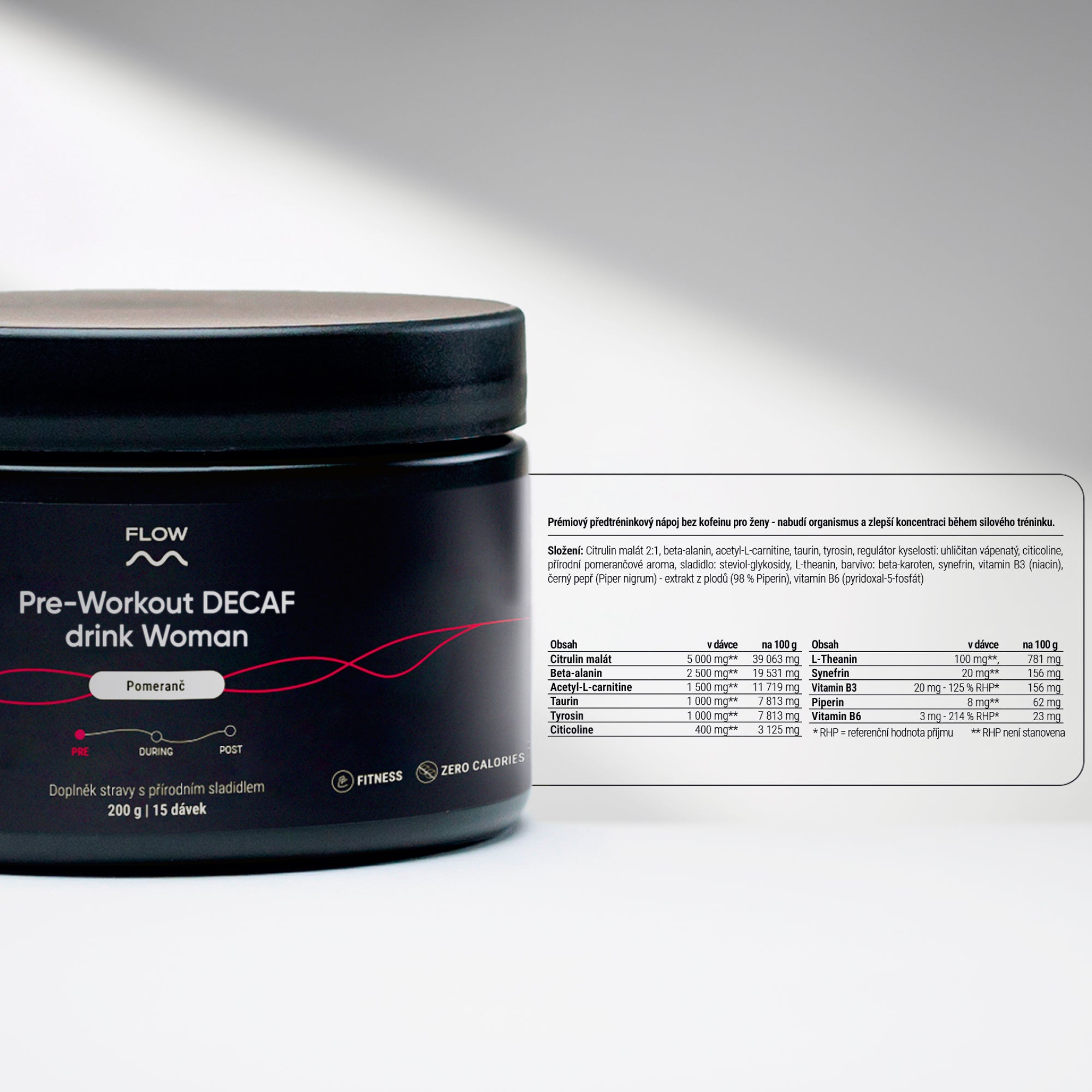 Pre-Workout DECAF drink Woman - Pomeranč